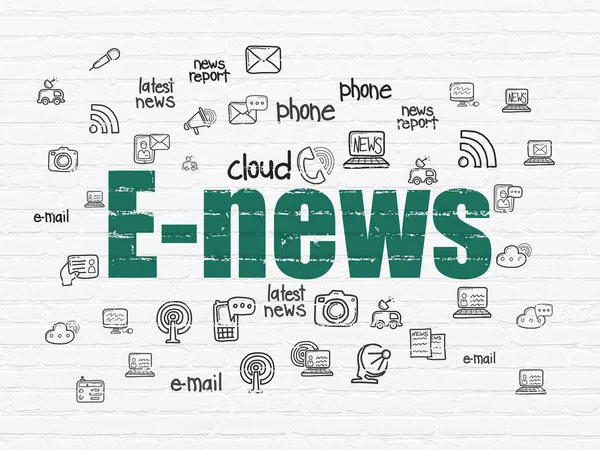 News concept: E-news on wall background — Stock Photo, Image