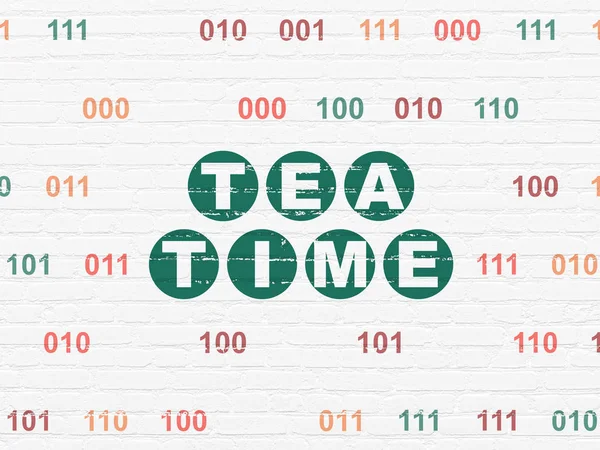 Timeline concept: Tea Time on wall background — Stock Photo, Image