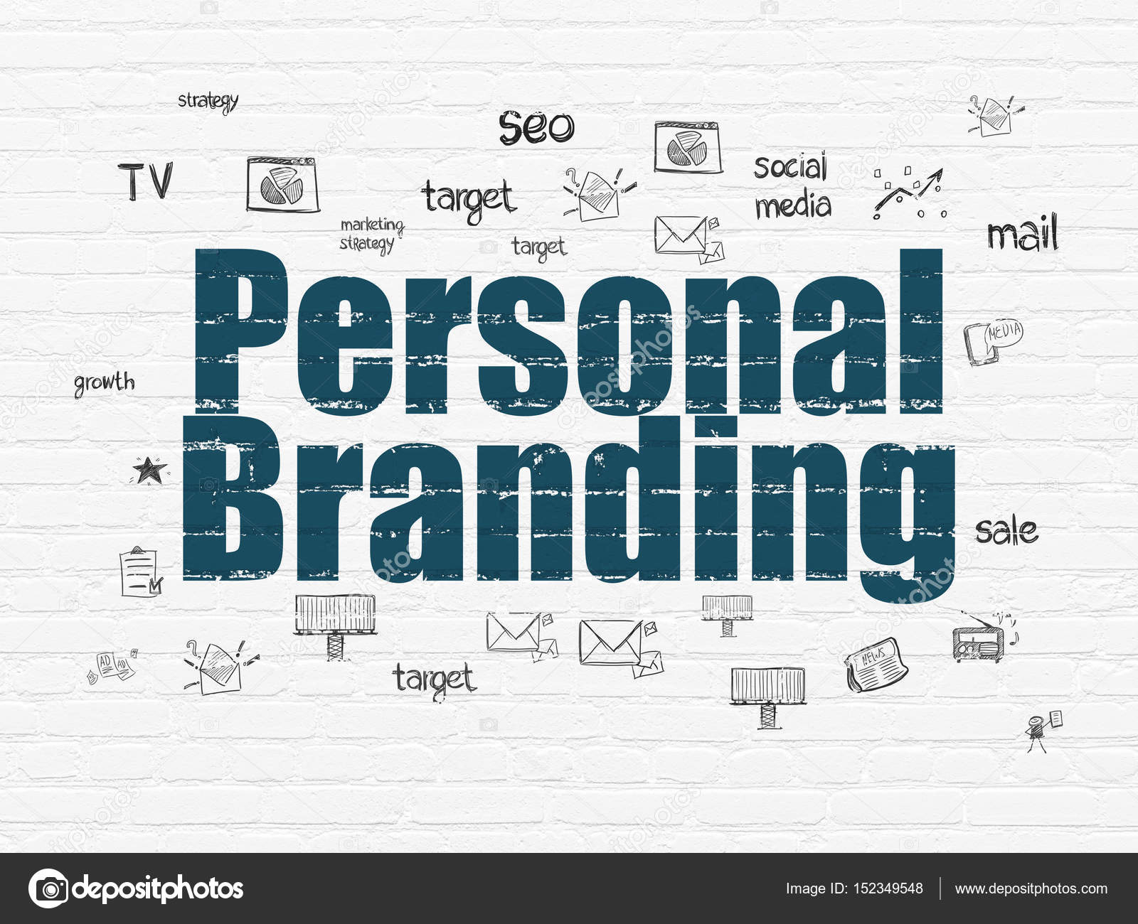 advertising concept personal branding on wall background stock personal branding