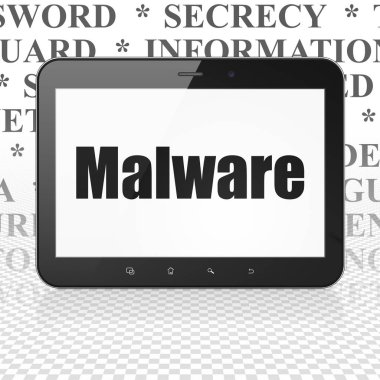 Emniyet konsepti: Malware ekranda Tablet bilgisayarınızla