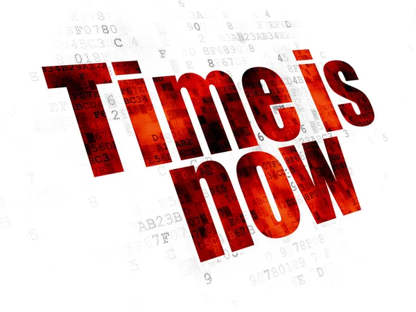 Conceito de tempo: O tempo está agora no fundo digital — Fotografia de Stock