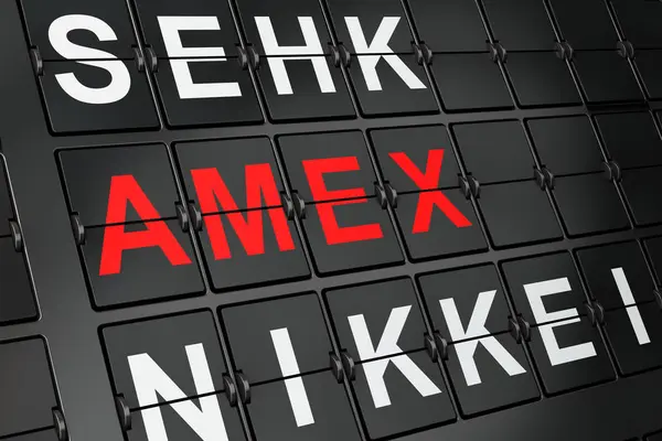 Концепция индексов фондового рынка: AMEX на фоне правления аэропорта — стоковое фото