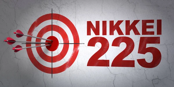 Stock market indexes concept: target en de Nikkei 225 op muur achtergrond — Stockfoto