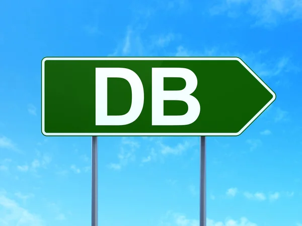 Concepto de índices bursátiles: DB sobre el fondo de la señal vial — Foto de Stock