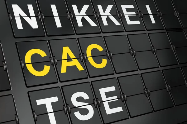 Concepto de índices bursátiles: CAC en el fondo de la placa de aeropuerto —  Fotos de Stock