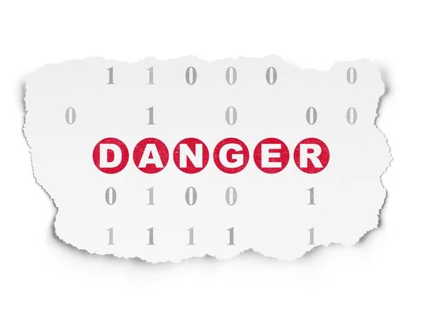 Biztonsági koncepció: veszély szakadt papír alapon — Stock Fotó
