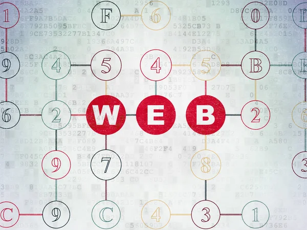 Web design koncepció: Web, digitális adatok papír alapon — Stock Fotó
