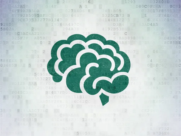 Gesundheitskonzept: Gehirn auf digitalem Datenpapier — Stockfoto