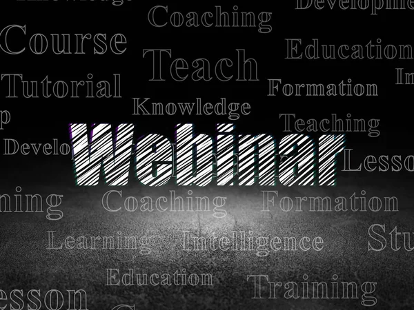 Concetto educativo: Webinar in camera oscura grunge — Foto Stock