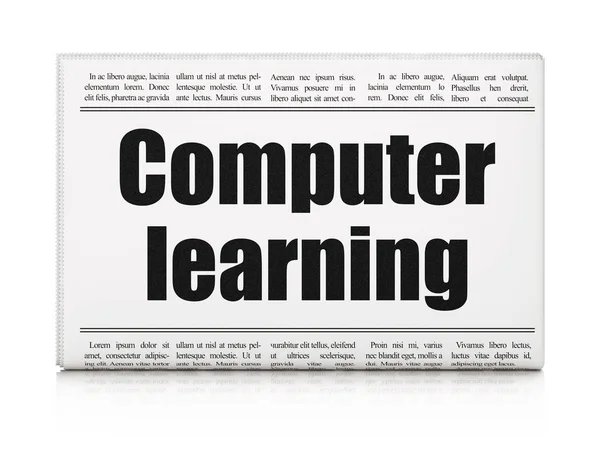 Concepto de aprendizaje: titular del periódico Computer Learning —  Fotos de Stock