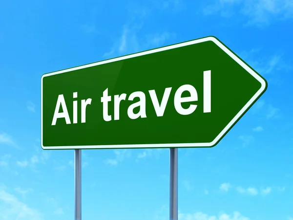 Conceito de férias: Air Travel on road sign background — Fotografia de Stock