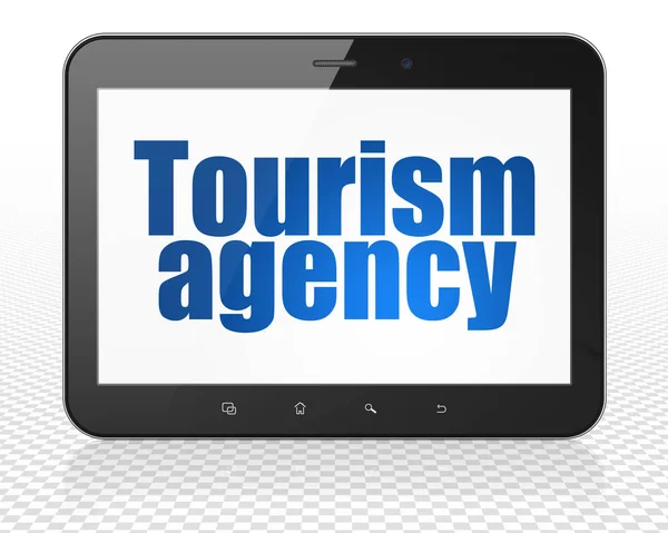 Seyahat kavramı: Tablet Pc bilgisayar Turizm Müdürlüğü'ndeki ile — Stok fotoğraf