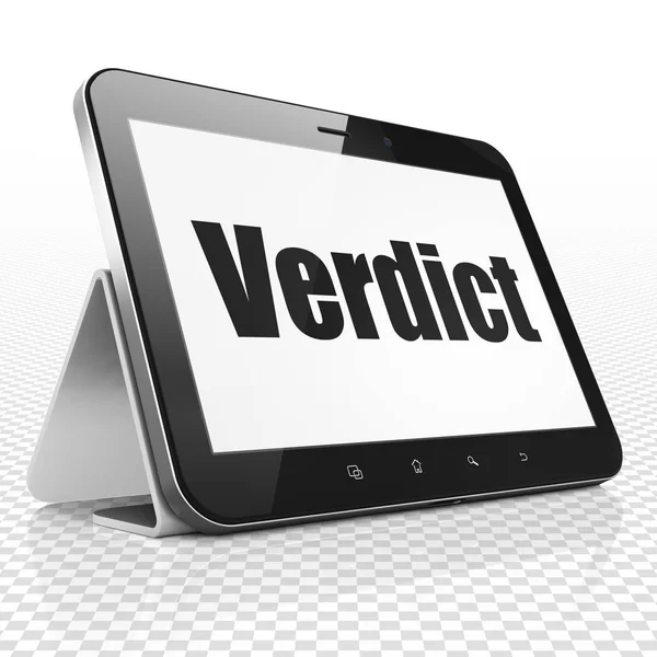 Law concept: Tablet Computer with Verdict on display