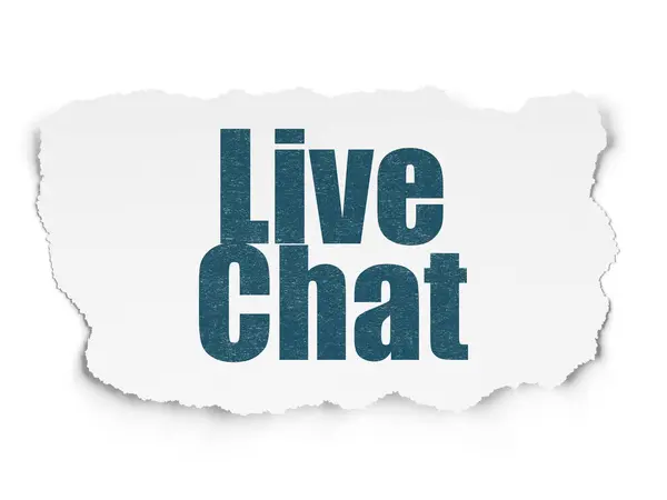 Nettdesign: Live Chat på Torn Papirbakgrunn – stockfoto