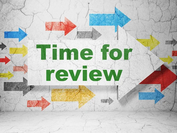 Timeline concept: arrow with Time for Review on grunge wall background — Stock Photo, Image