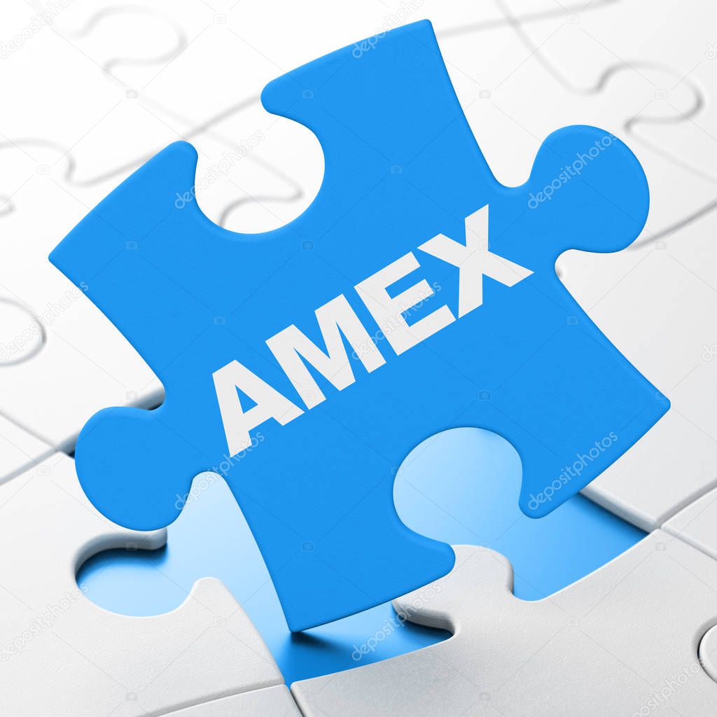 Stock market indexes concept: AMEX on puzzle background