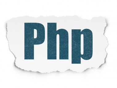 Programlama kavramı: yırtık kağıt arka plan üzerinde Php
