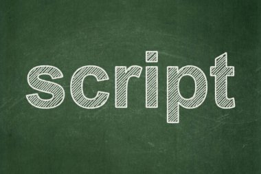 Programlama kavramı: Kara tahta arka plan üzerinde Script