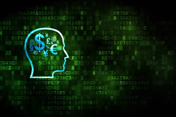Advertising concept: Head With Finance Symbol on digital background — Stock Photo, Image