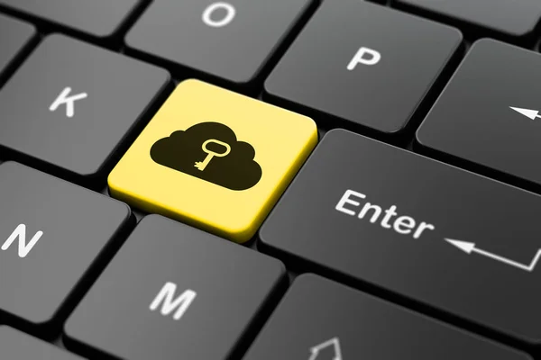 Cloud teknologi koncept: Cloud med nøgle på computerens tastatur baggrund - Stock-foto