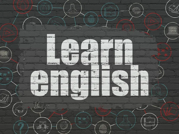Studeren concept: Engels leren op muur achtergrond — Stockfoto