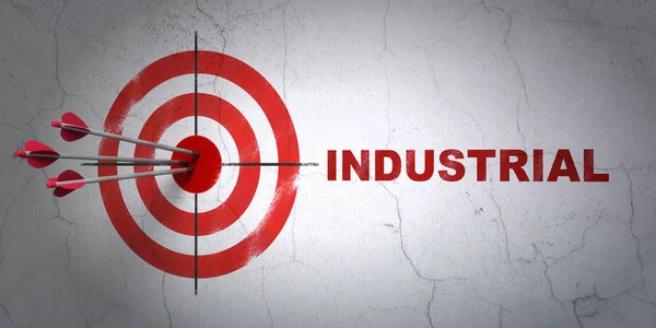 Manufacuring concept: target and Industrial on wall background — Stock Photo, Image