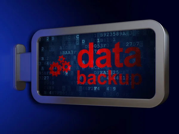 Information koncept: Data Backup och Gears på billboard bakgrund — Stockfoto