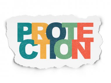 Koruma kavramı: yırtık kağıt arka plan üzerinde koruma