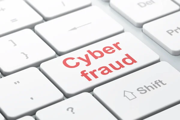 Sicherheitskonzept: Cyberbetrug auf Computertastatur — Stockfoto
