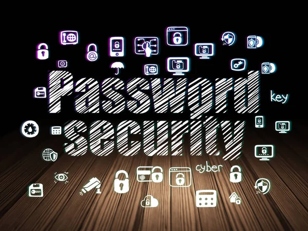 Protection concept: Password Security in grunge dark room — Stock Photo, Image