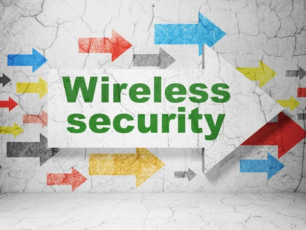 Safety concept: arrow with Wireless Security on grunge wall background — Stock Photo, Image