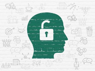 iş kavramı: duvar arka plan asma kilit ile baş