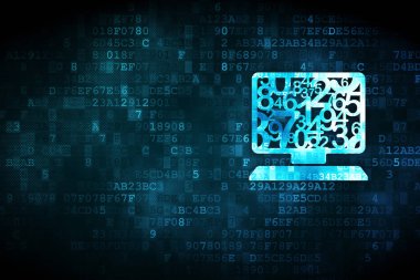 Eğitim kavramı: bilgisayar dijital arka plan üstünde Pc