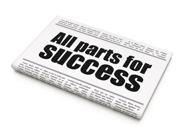 Finance concept: newspaper headline All parts for Success — Stock Photo, Image