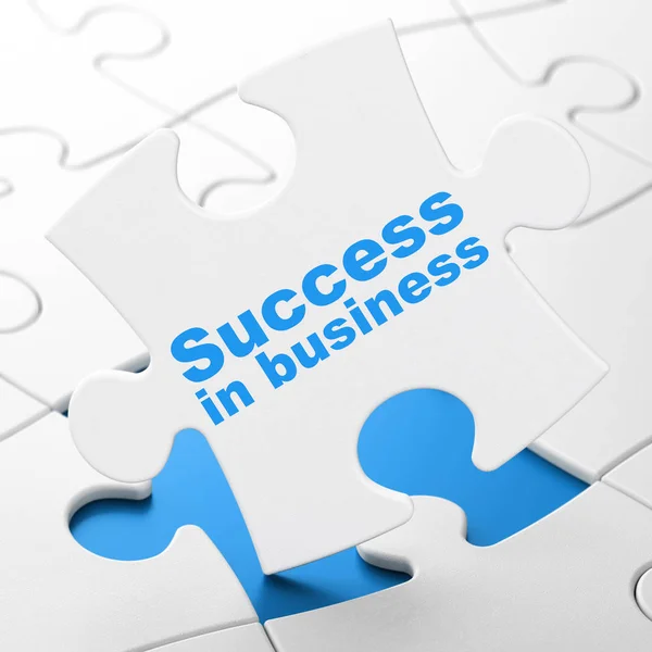 Finance koncept: framgång i affärer på pussel bakgrund — Stockfoto