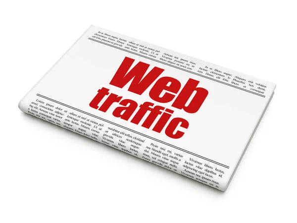 Концепция веб-разработки: заголовок газеты Web Traffic — стоковое фото