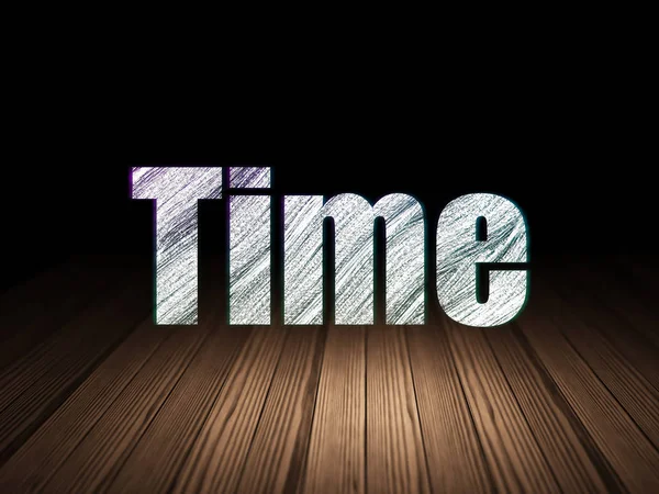 Timeline concept: Time in grunge dark room — Stock Photo, Image