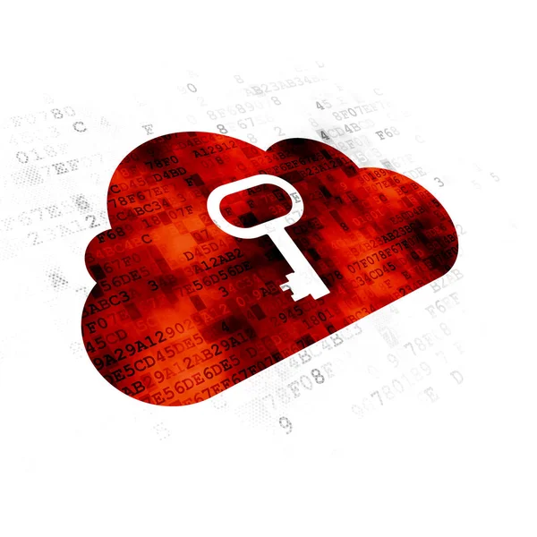 Cloud computing concept: Cloud With Key on Digital background — Stock Photo, Image