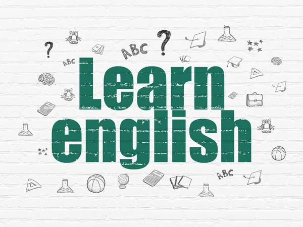 Концепция обучения: Изучение английского языка на стене — стоковое фото
