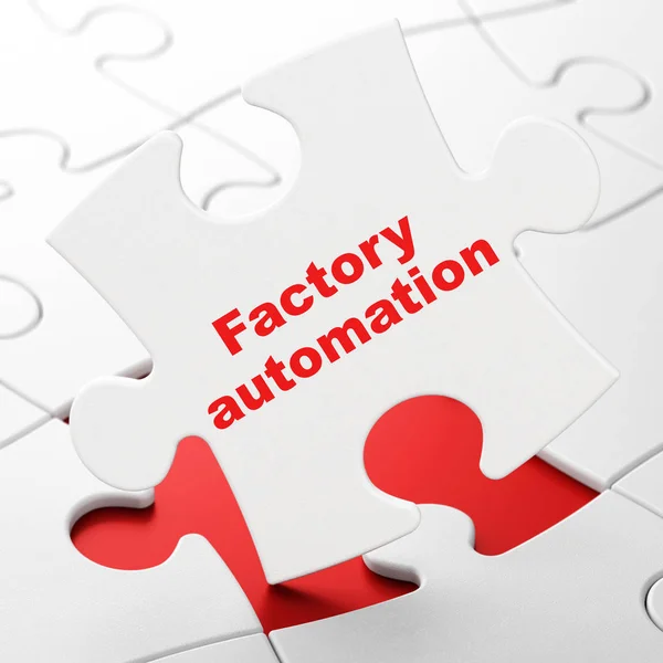 Industrie concept: Factory Automation op puzzel achtergrond — Stockfoto