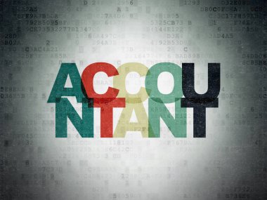 Para birimi kavramı: muhasebeci dijital veri kağıt arka plan üzerinde