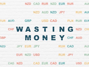 Para birimi kavramı: duvar arka plan üzerinde para harcıyorsun