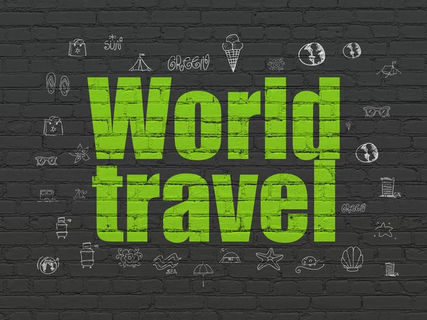 Concetto di viaggio: World Travel sullo sfondo della parete — Foto Stock