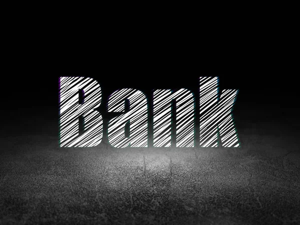 Concepto de dinero: Banco en sala oscura grunge — Foto de Stock
