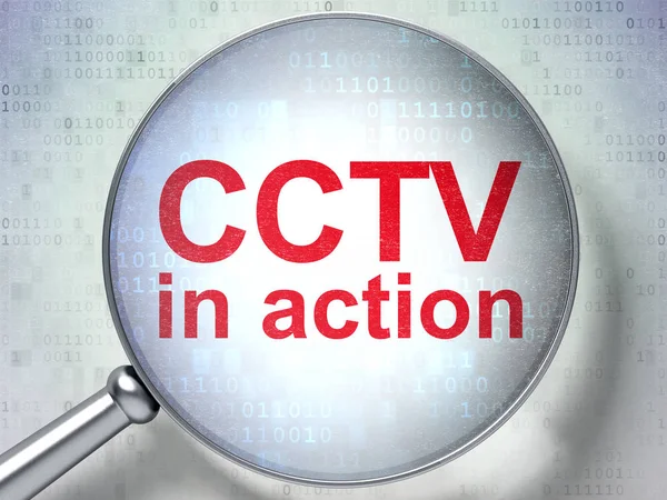 Privacy concept: CCTV In action with optical glass — Stock Photo, Image