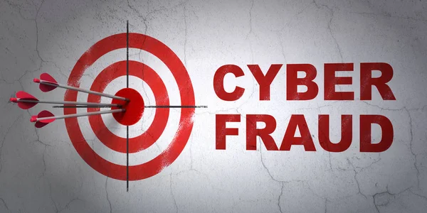 Concetto di protezione: target e Cyber Fraud sullo sfondo della parete — Foto Stock