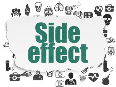 Sağlık kavramı: yırtık kağıt arka plan üzerinde yan etkisi