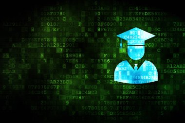 Bilim kavramı: dijital arka plan üzerinde öğrenci