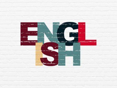 Eğitim kavramı: duvar arka plan üzerinde İngilizce