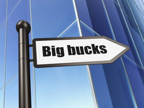 Bedrijfsconcept: ondertekenen Big bucks op het opbouwen van de achtergrond — Stockfoto